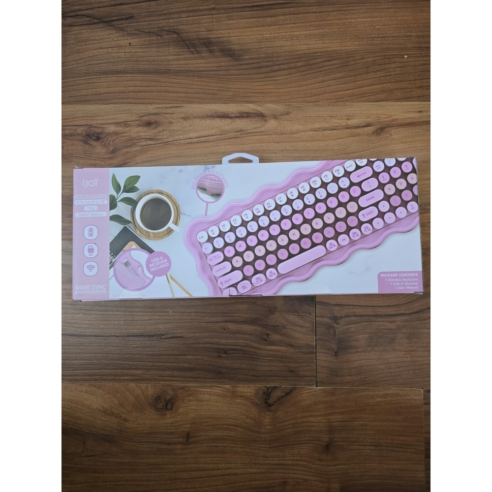 IJoy Wavy Bluetooth Keyboard Pink ABS Slim Wave Sync Wireless IJ10498-TT S18